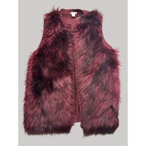 Xhilaration womens Large Faux Fur Burgundy Vest Acrylic & Polyester Blend